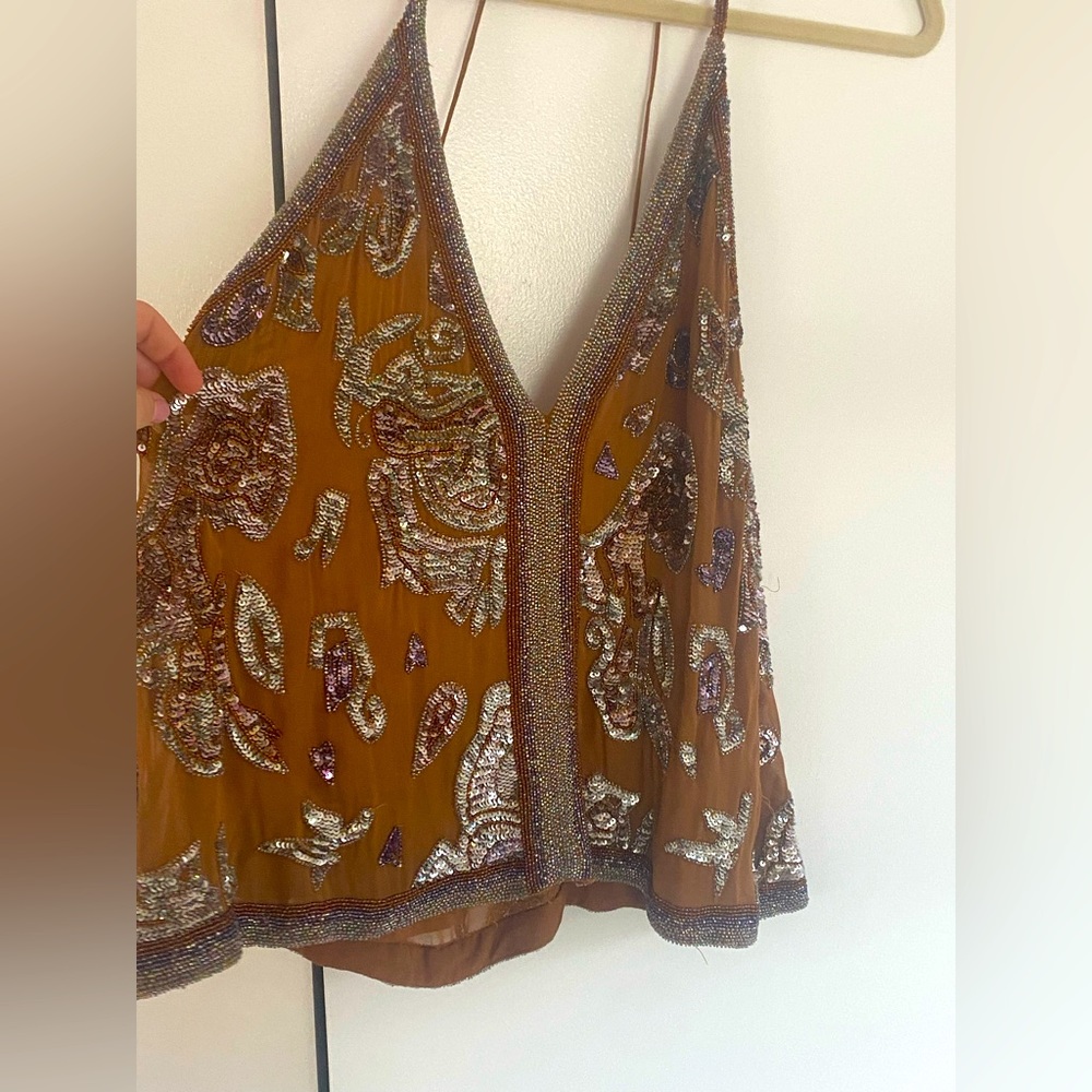 Free People Beaded halter with cool back